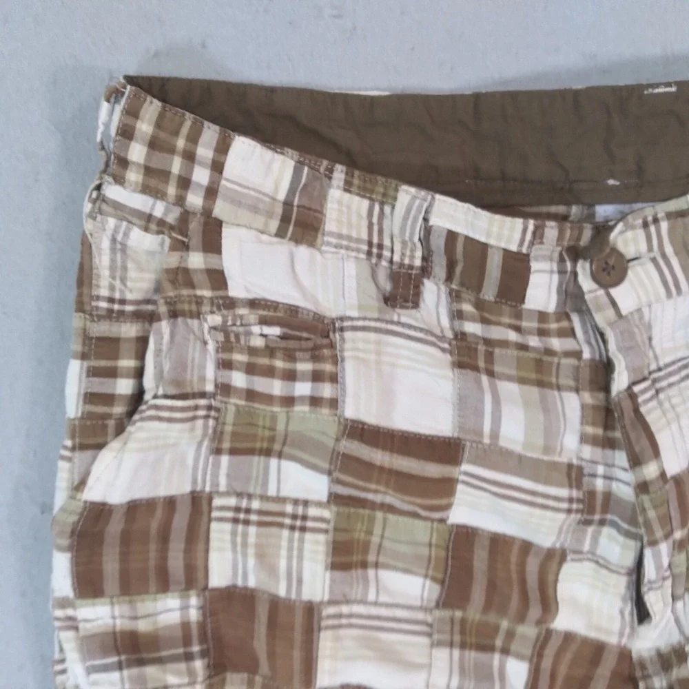 Arizona Jean Co Shorts men's 38 x 12 Bermuda Patchwork plaid Brown cotton preppy